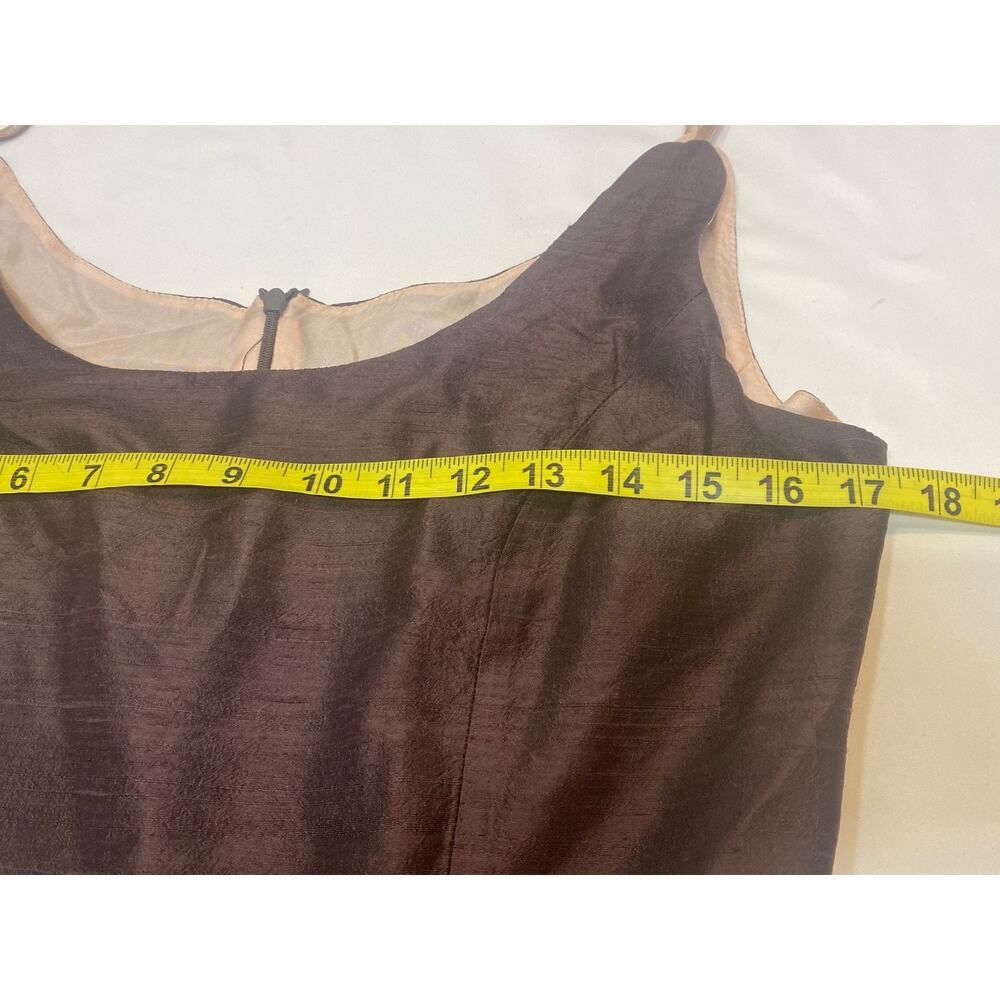 Lena Medoyeff Silk Midi Dress Women's Size SM Brown Pink Tie Straps - Picture 9 of 11